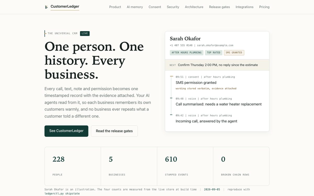 CustomerLedger homepage