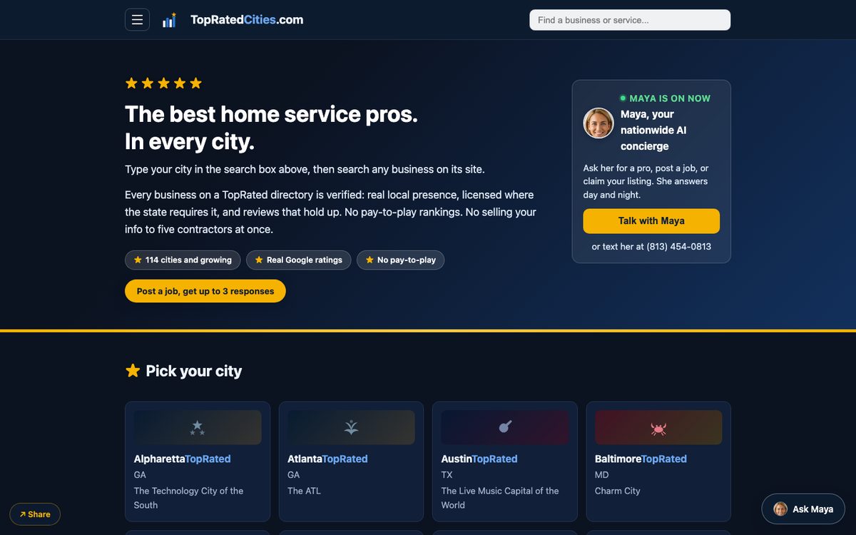 Top Rated homepage